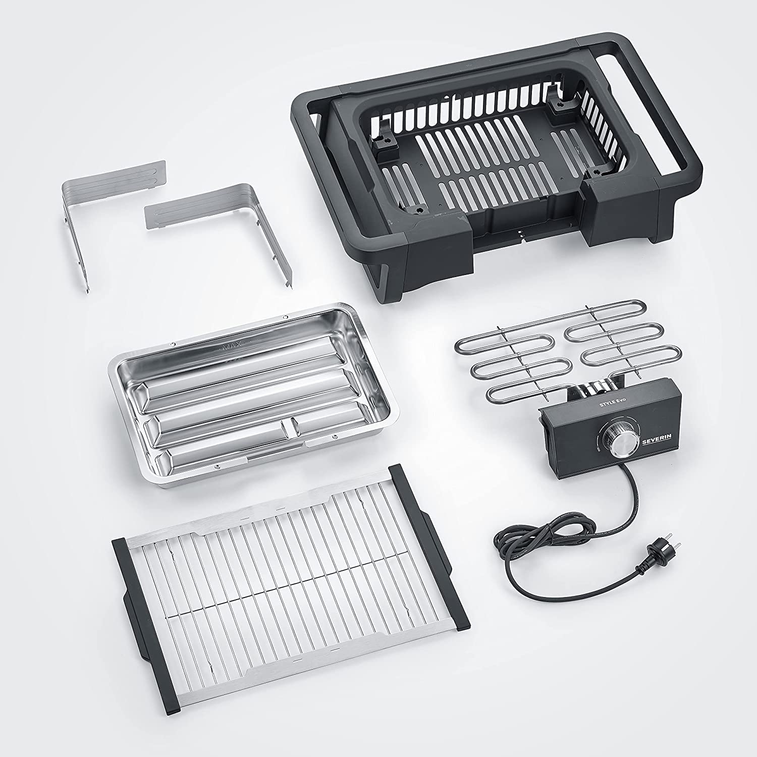 SEVERIN Style Evo PG 8123 - Barbecue elettrico per interni ed esterni, con avvio rapido fino a 350 °C, per balcone con distribuzione ottimale del calore, colore: Nero