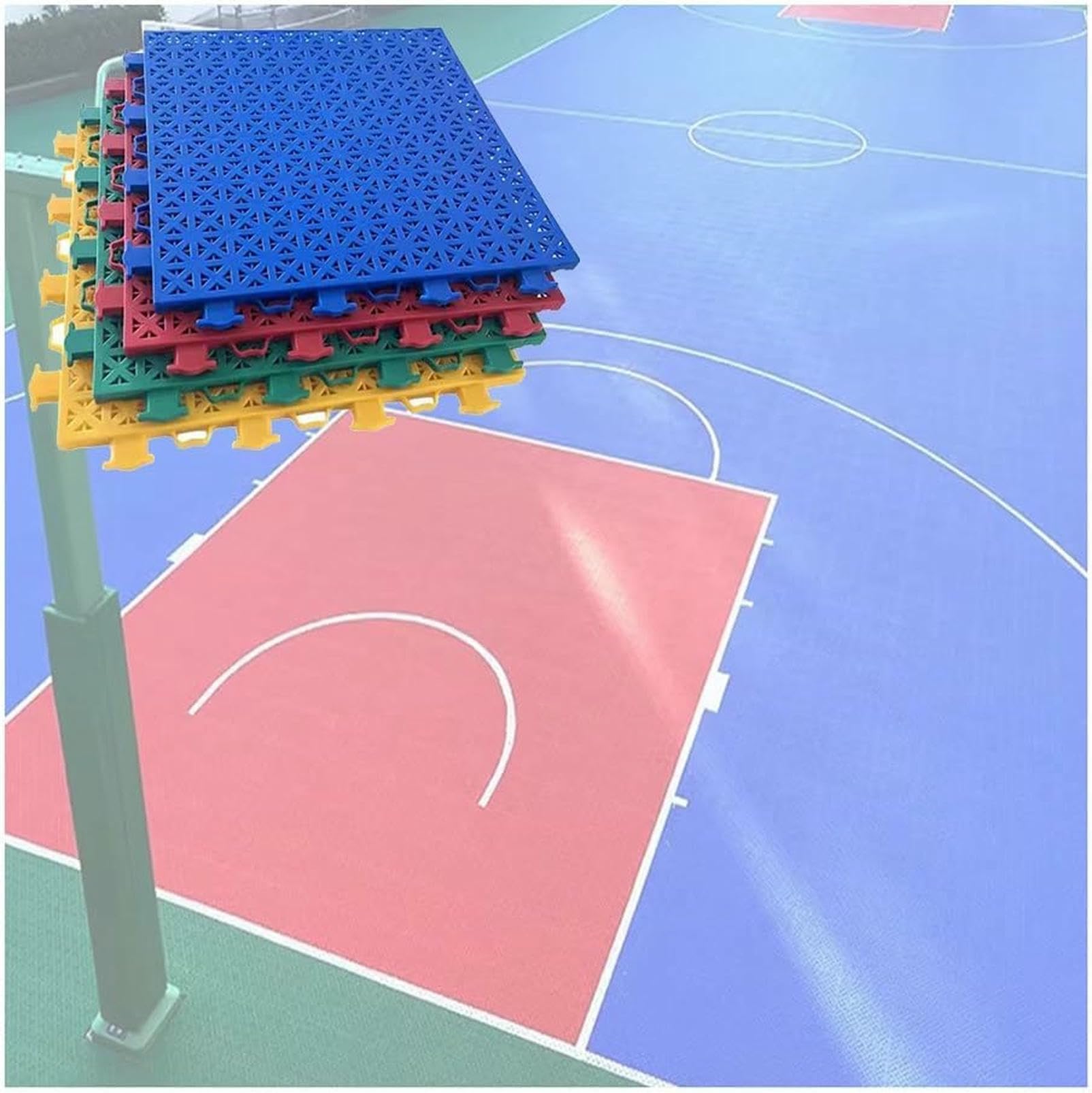 Sportowe płytki podłogowe – 25 cm blokujące maty modułowe do użytku wewnątrz i na zewnątrz, antypoślizgowe i odporne na zużycie, na boiska do koszykówki