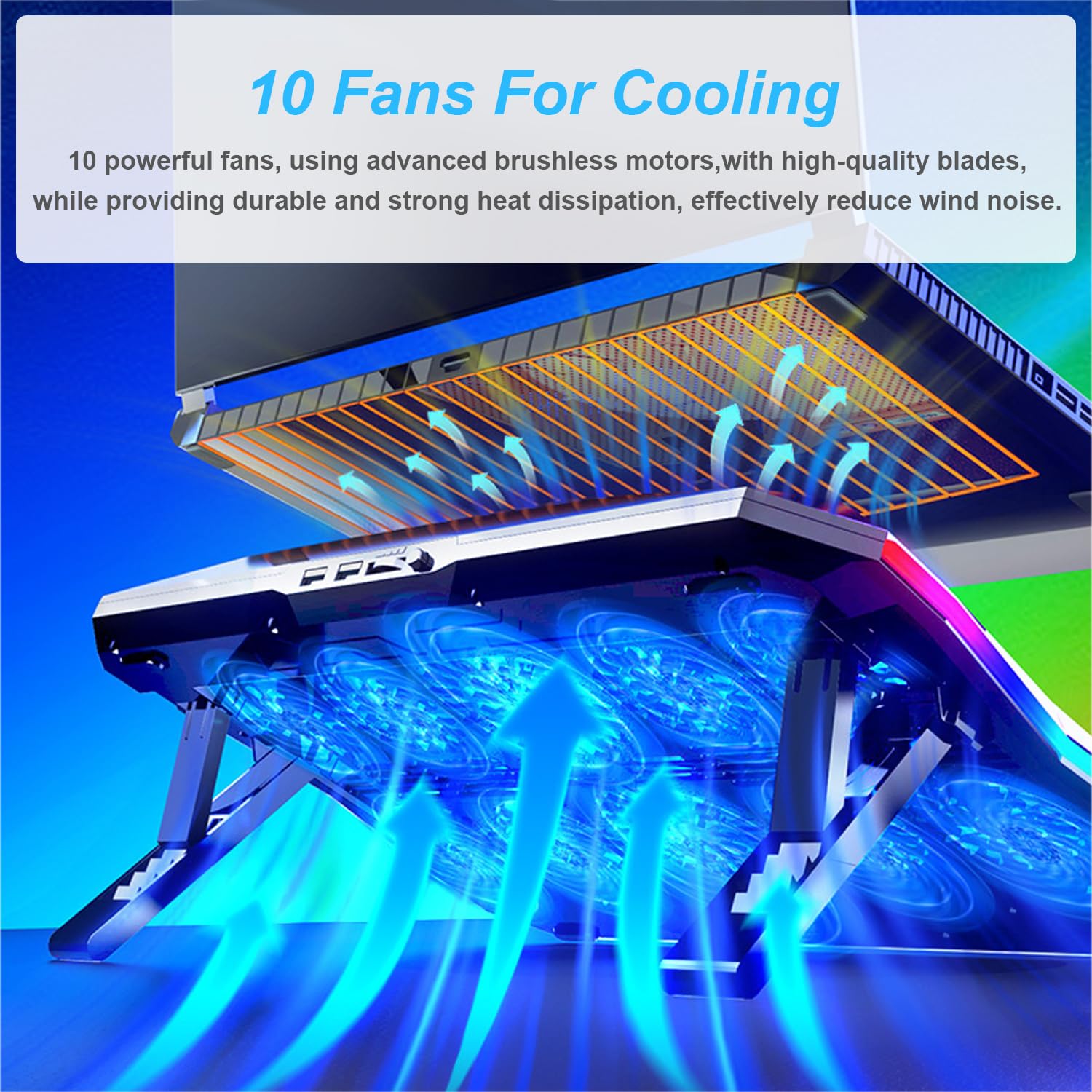 Coolcold Pad Di Raffreddamento Per Laptop Da 15.6-17.3 Pollici Con 6 Ventole Silenziose, 7 Velocà Del Vento Regolabile In Altezza, Cooer Per Laptop Con Supporto Per Cellulare