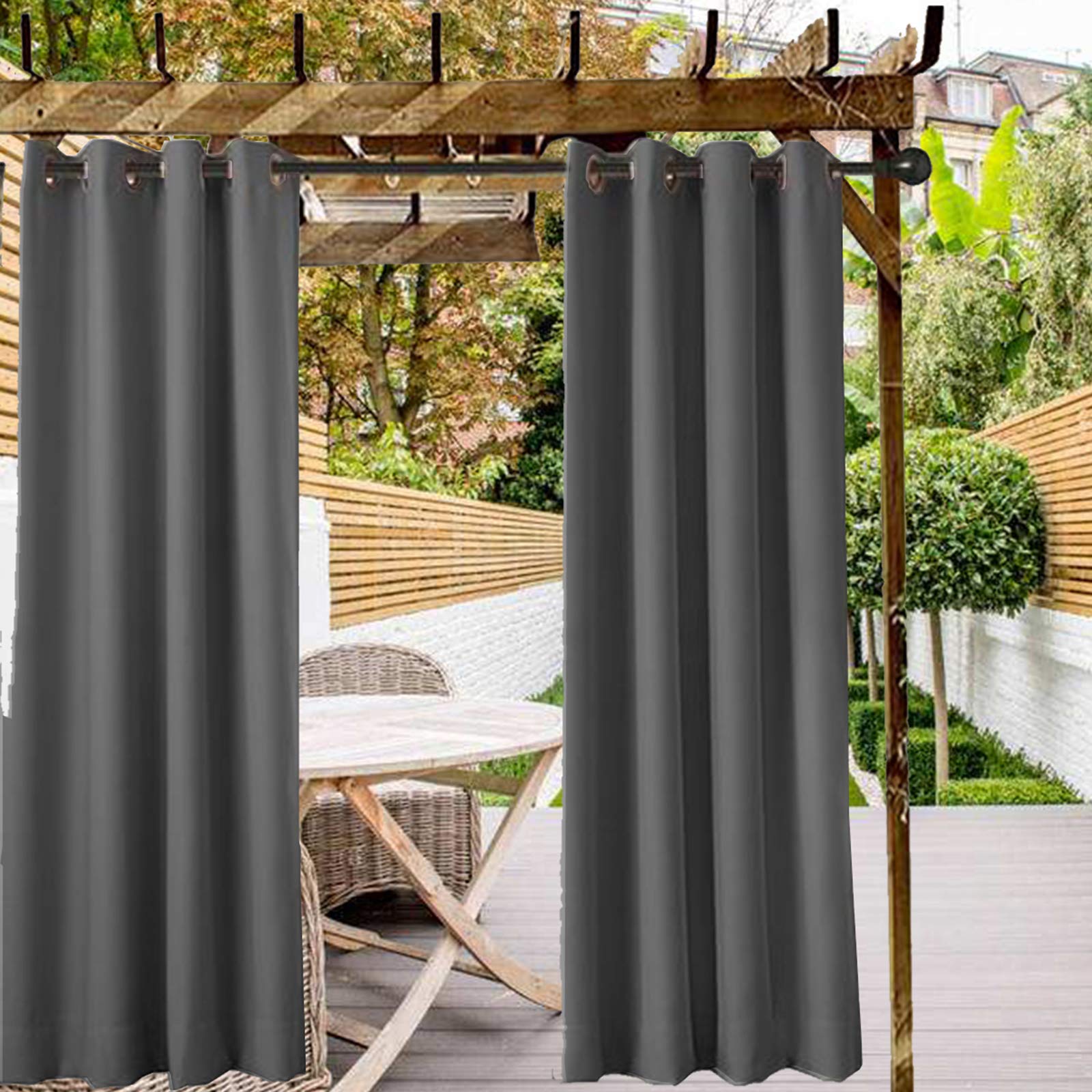 ele ELEOPTION Tenda per Esterni, Impermeabile, Protezione dai Raggi UV, con Occhielli, Oscurante, per Giardino, Cortile, Balcone, Grigio Scuro, 1 Pezzo / 132 X 240cm