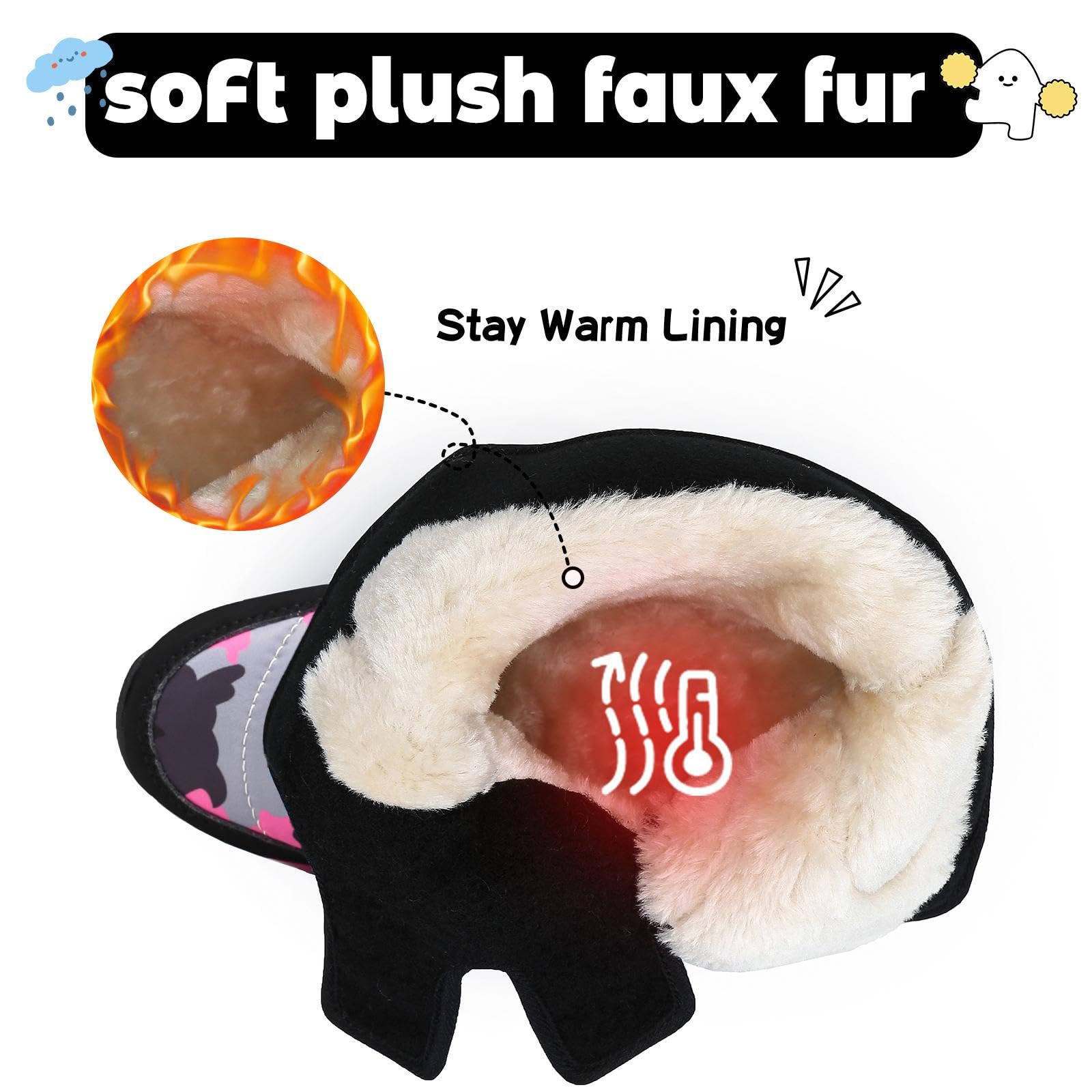 Mishansha Bambini Stivali da Neve Ragazze Caldo Fodera Stivaletti Invernali Ragazzi Scarpe Comodo Antiscivolo