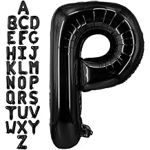 40 Inch Black Letter P Balloons, DIY Phrase Foil Alphabet Letter P Balloons DIY Word P Banner for Birthday Anniversary Celebration Graduation Party Supplies Decoration