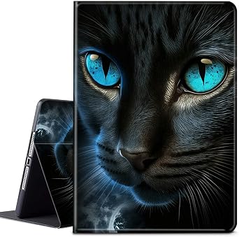 Case for All New Fire HD 10 Tablet 13th Generation 10.1 inch 2023 Release Lightweight Protective PU Leather Smart Stand Case Cover with Auto Wake Sleep - Cute Black Cat
