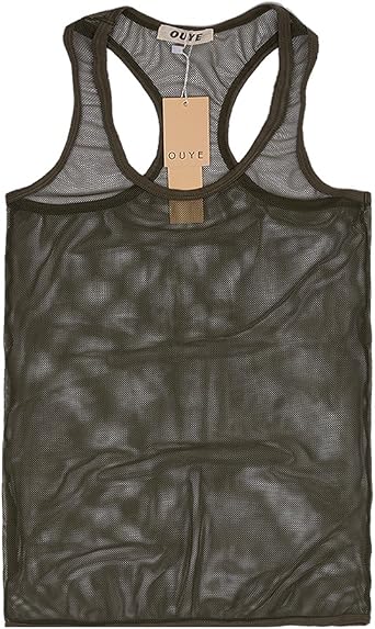OUYE Men's Mesh See-Through Tank Top Vest