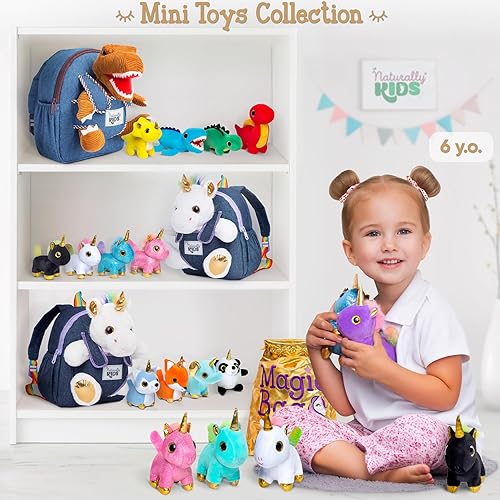 Miniatura 30 de Naturally KIDS Animales de peluche, regalos para niños y niñas, juego de juguetes de dinosaurio de peluche, 6 Bolsa Dinosaurios Multicolor,Bolsa