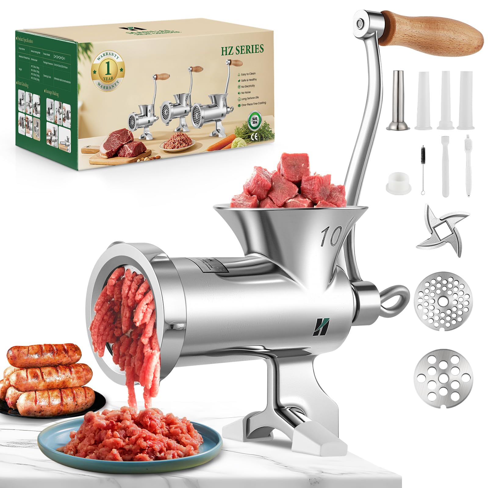 Photo 1 of Huanyu Manual Meat Grinder, Stainless Steel, NO.10