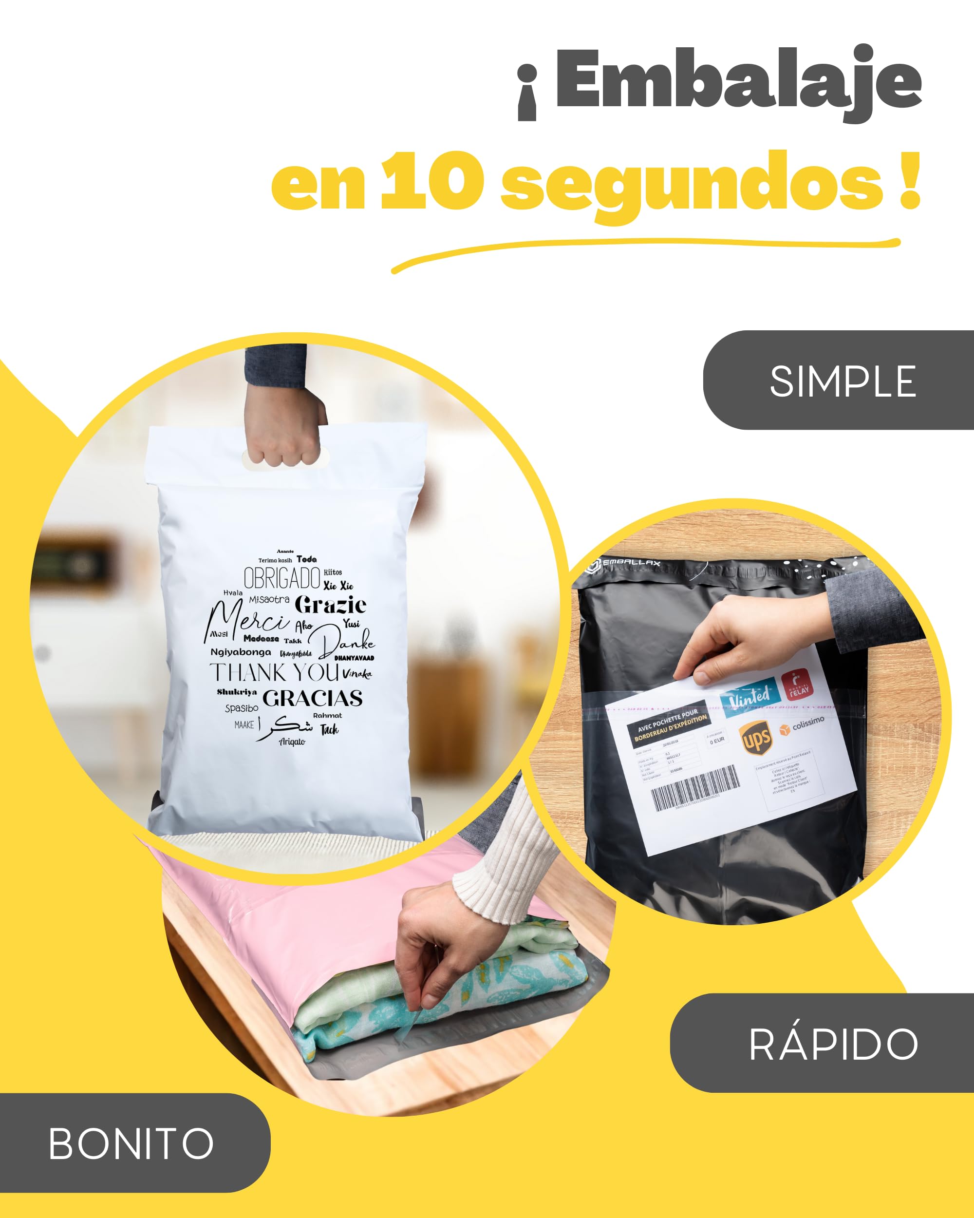 40 sobres para envíos de ropa CON BOLSA PORTADOCUMENTOS - 2 Tamaños M/XL - 100% OPACO/ULTRA-RESISTENTE/IMPERMEABLE - Sobres Plastico con Asa - Bolsas de Envio Paquetes (Rosa, Tamaño M/XL)