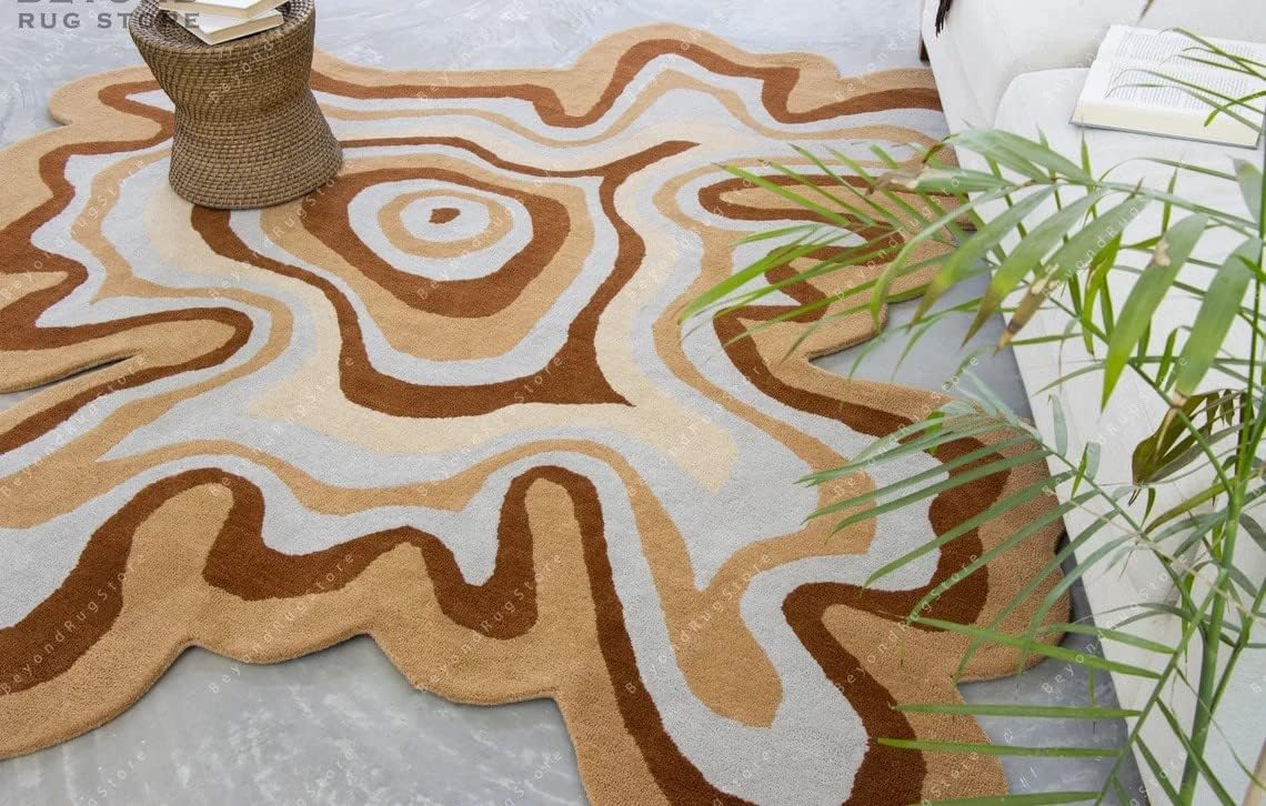 Irregular Shaped Illusion Pattern Hand-Tufted 100% Wool Handmade Area Rug (Color Multi, 4x4 Feet)