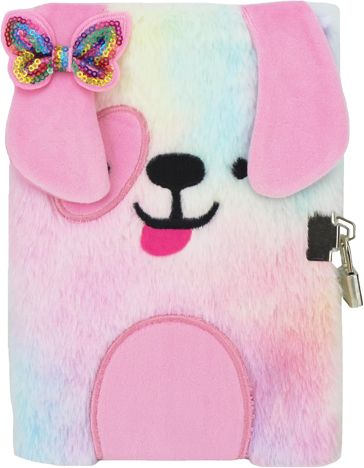 Diario con Candado para Niñas, Perro Rosa Suave, Cuaderno Secreto