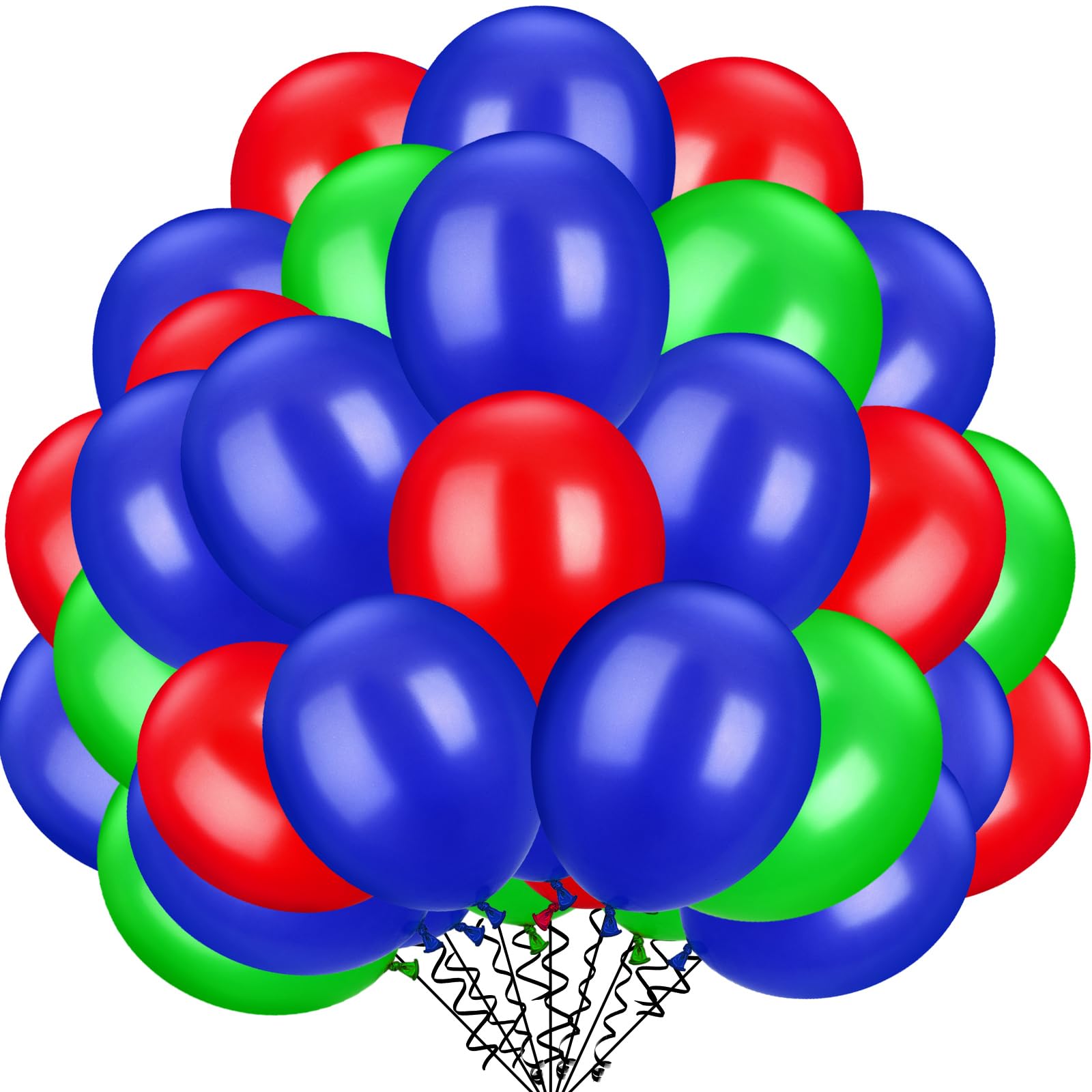 TecUnite 100 Pcs Red Blue Green Latex Balloons 13 Inch Colorful Round Balloons for Wedding Birthday Festival Racing Car Poker Card Party Decoration