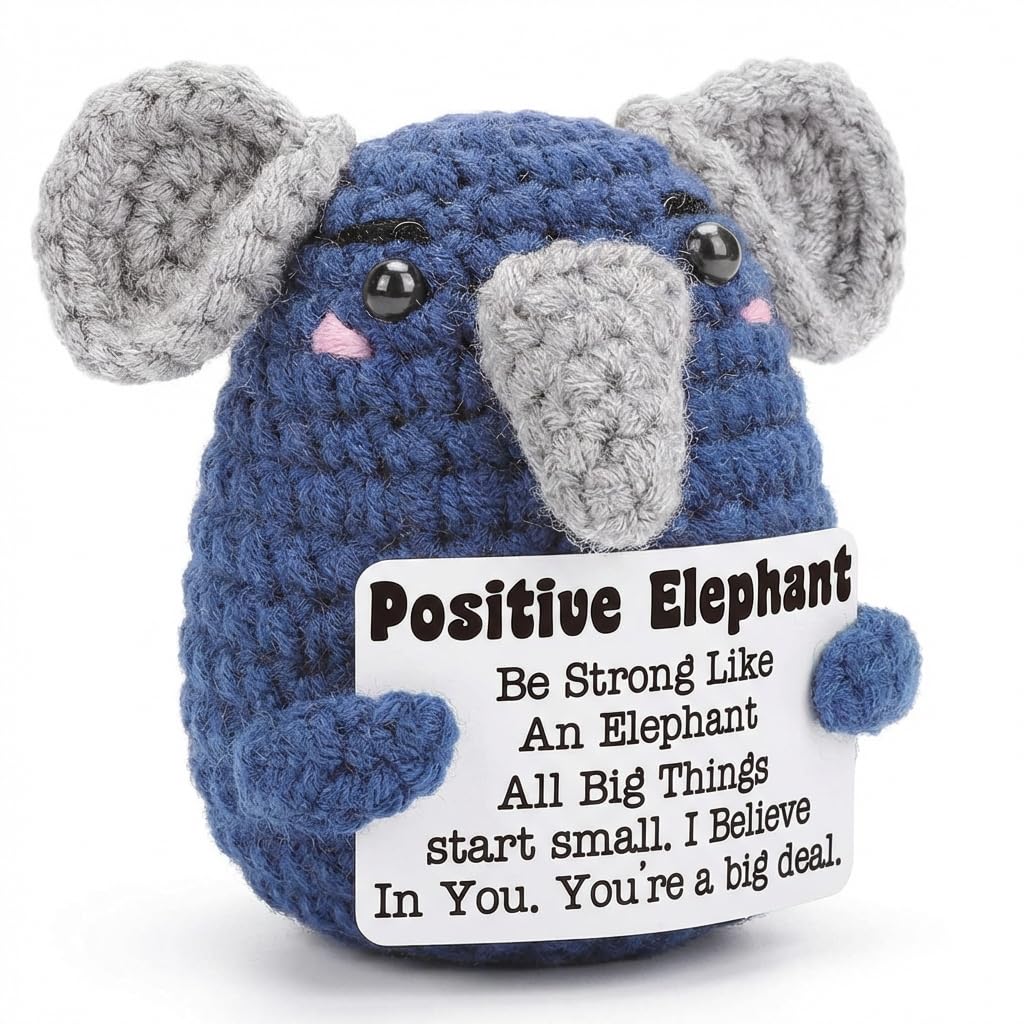 Toumett Positive Elephant GiftsGraduation Gifts,Mini Knitted Elephant Doll,Emotional Support Gift Potato,Cute Crochet for Women,Funny Toys Encouraging Gift for Girlfriend/Classmate/Adults — image 1