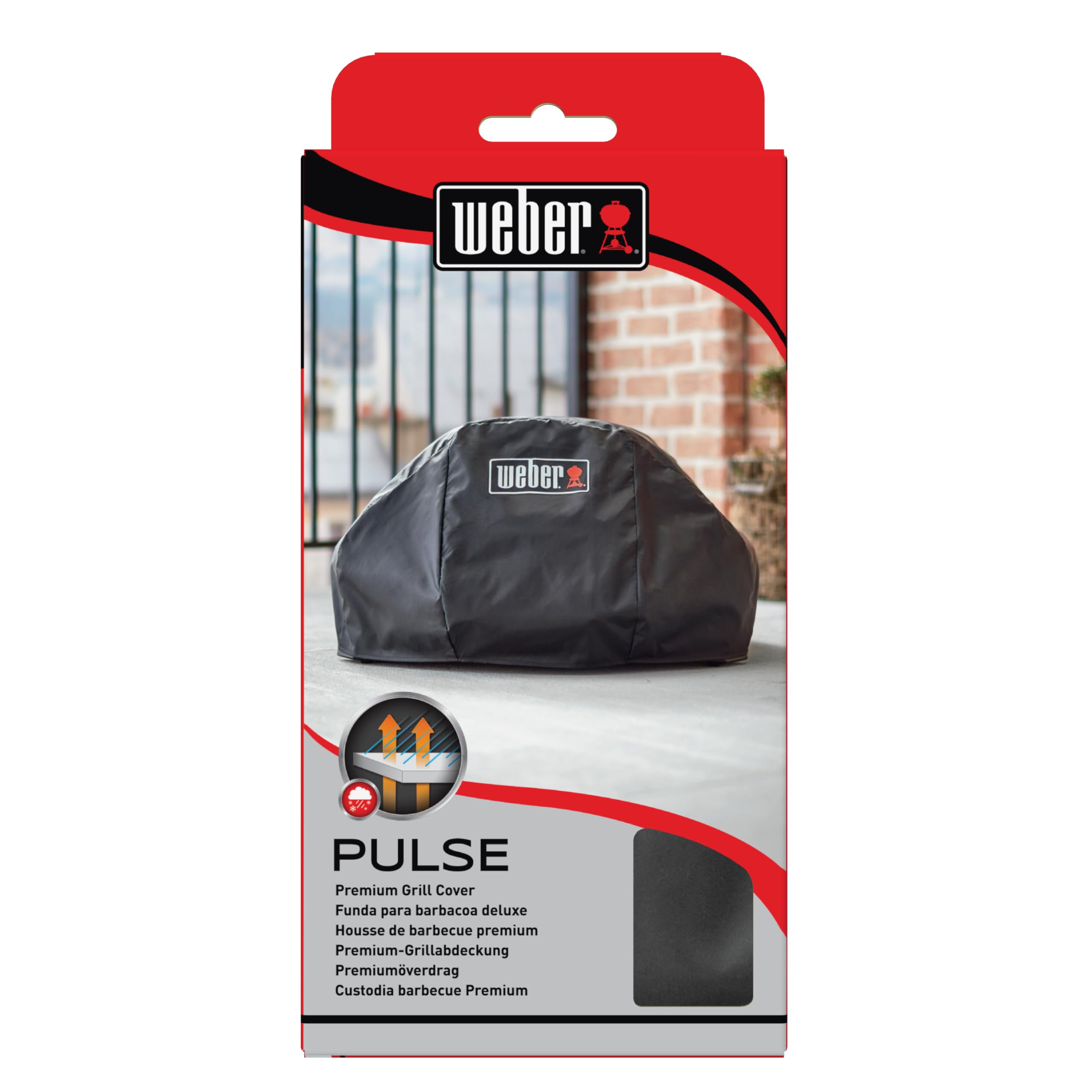 Weber Copertura Premium per Barbecue Pulse 2000, Traspirante, Resistente ai Raggi UV e all’Acqua, Protezione da Vento e intemperie, con Chiusura in Velcro – Nero (7140)
