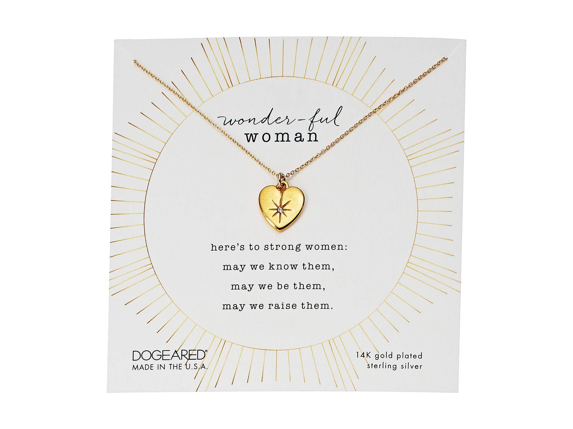 Dogeared Women's Wonderful Woman, Crystal Heart Necklace