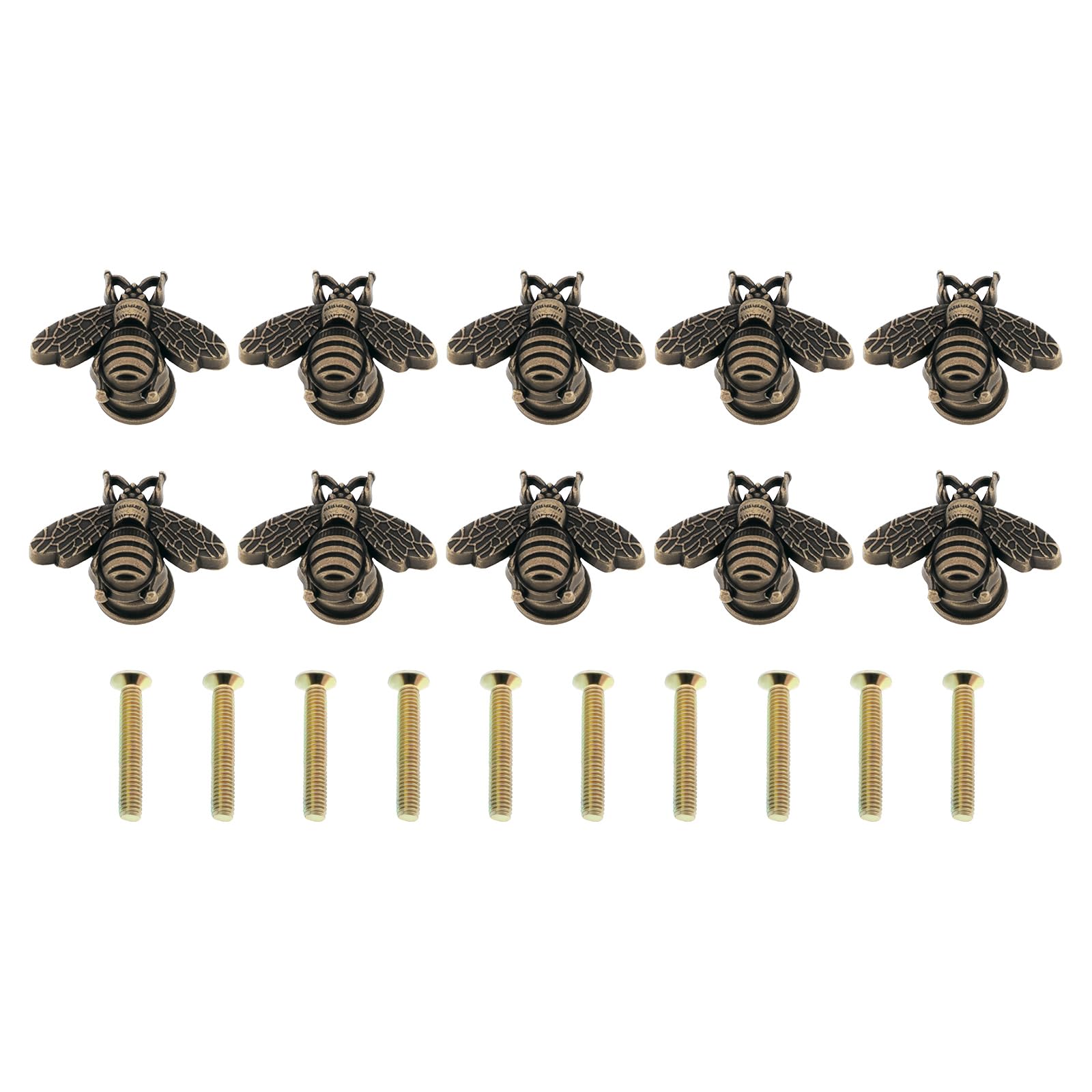 Be In Your Mind 10PCS Metal Bee Shape Knobs Pull 29.8x17.9x12.9mm with Screws Metal Handle for Cabinet Wardrobe Dresser Cupboard Drawer Closet Bronze