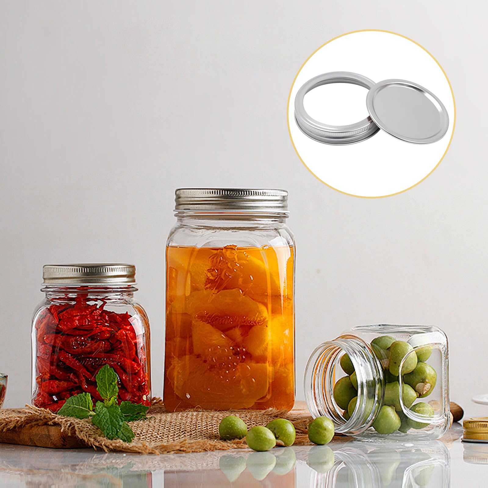 Kontazmi 6 Stück Mason Jar Deckel,Metall 86mm Schraubdeckel,Auslaufsichere Verschlussdeckel,Lebensmittelkappen,for Marmeladenglas,Lebensmittelbehälter Twist off Einmachgläsern Küche, Haushalt & Wohnen