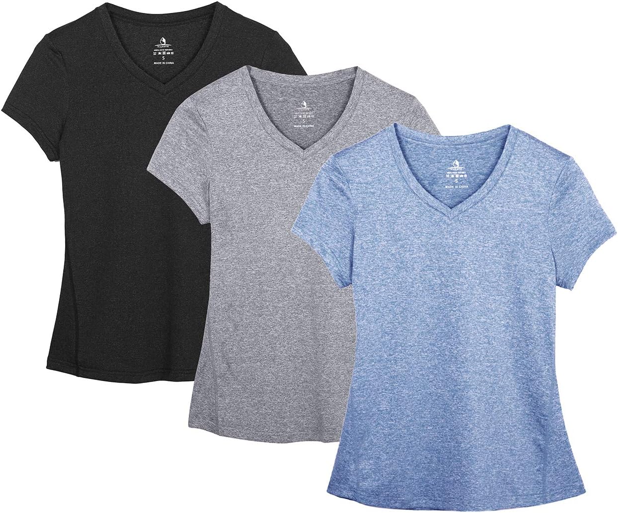 icyzoneWorkout Shirts Yoga Tops Activewear V-Neck T-Shirts for Women Running Fitness Sports Short Sleeve Tees