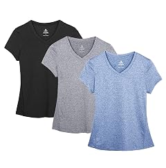 icyzone Workout Shirts Yoga Tops Activewear V-Neck T-Shirts for Women Running Fitness Sports Short Sleeve Tees