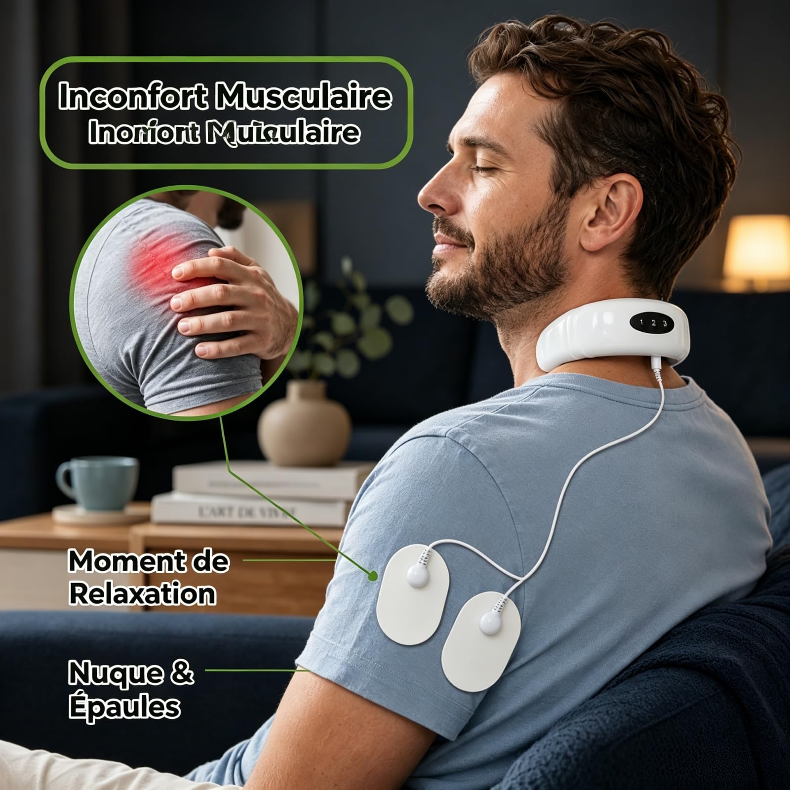 MASSEUR Masseur Cervical Électrique Chauffant, USB Rechargeable (1 PC)