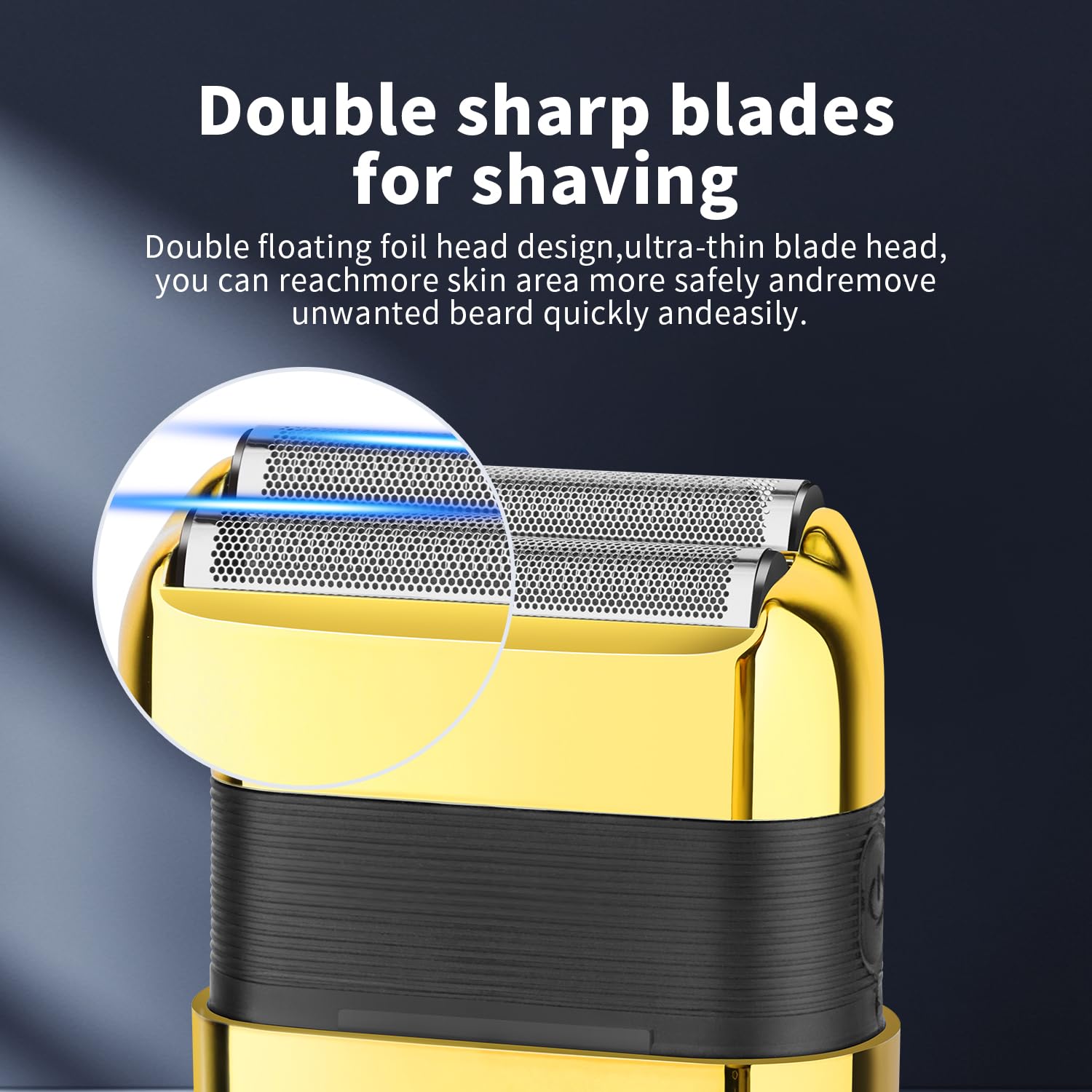 HIENA PRO Reciprocating Electric Foil Shaver for Men, Cordless Professional Bald Head Precision Trimmer & Beard Trimmer, Foil Shaver with LED, Gifts for Men(Gold)