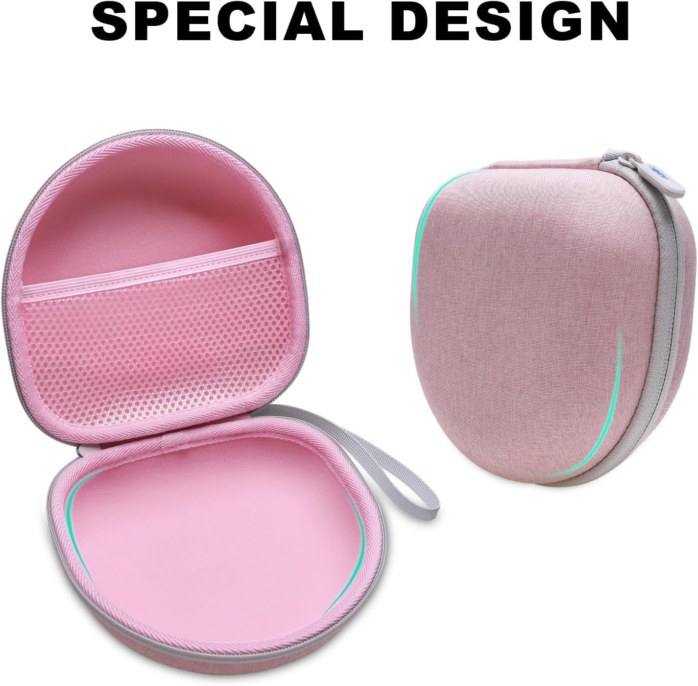 Kids Headphones Case Compatible with iClever BTH12 / BTH20/ BTH26/HS19, JoySpark, Candy Bila, EarFun, MIDOLA, IMYB Foldable Kids Headphones, Pink Travel Storage Bag(Case Only) - Image 6