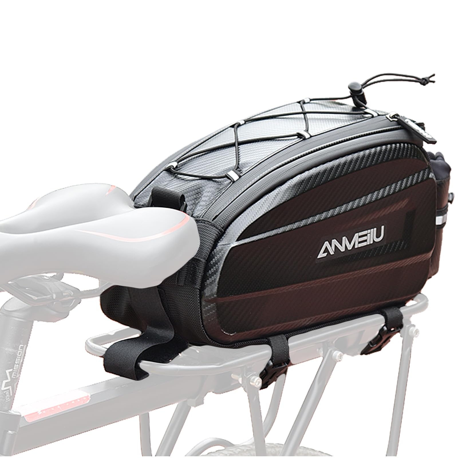 ANMEILU Bike Rack Bag Bicycle Trunk Pannier Bag 6L Waterproof Bike Rear Rack Bag Water Resistant Zipper Cycling Pack Back Seat Cargo Pouch with Strap & Rain Cover