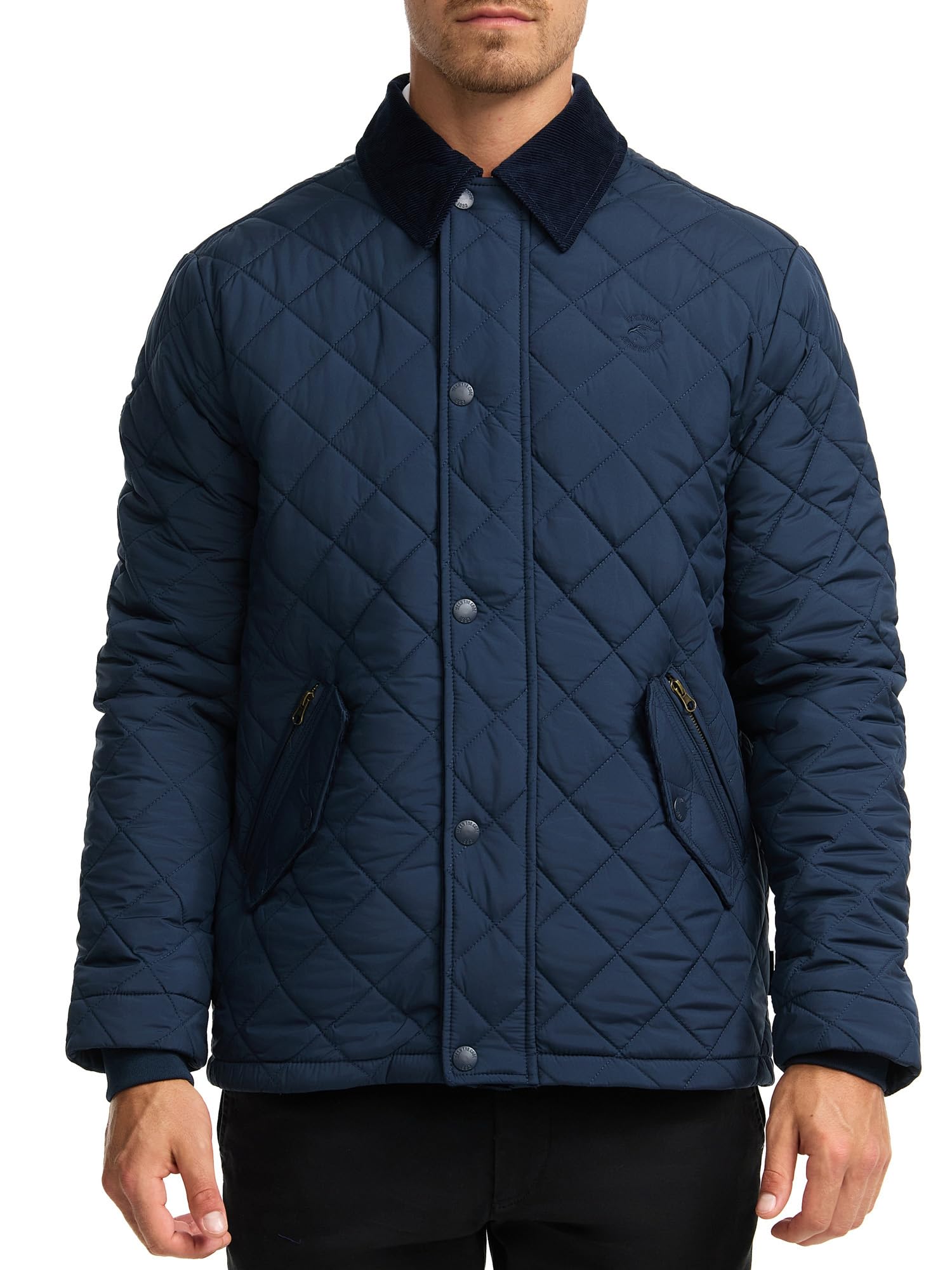 Indicode Hombres INAldos Jacket | Chaqueta acolchada con cuello de pana y acolchado en rombos