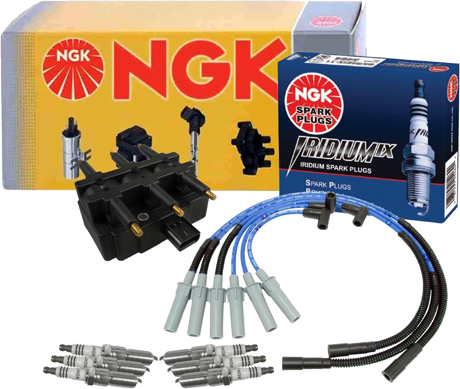 NGK DIS Ignition Coil Wires & 6 Iridium IX Spark Plugs Kit