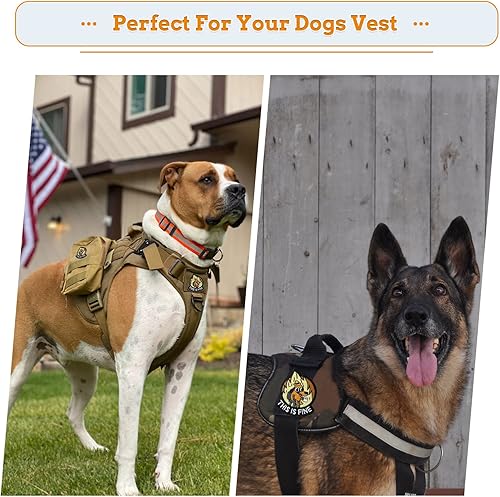 Vista 4 de This is Fine Dog Patch, 1 parche bordado con meme divertido, parche táctico militar moral con cierre de gancho, bonitos accesorios de apliques