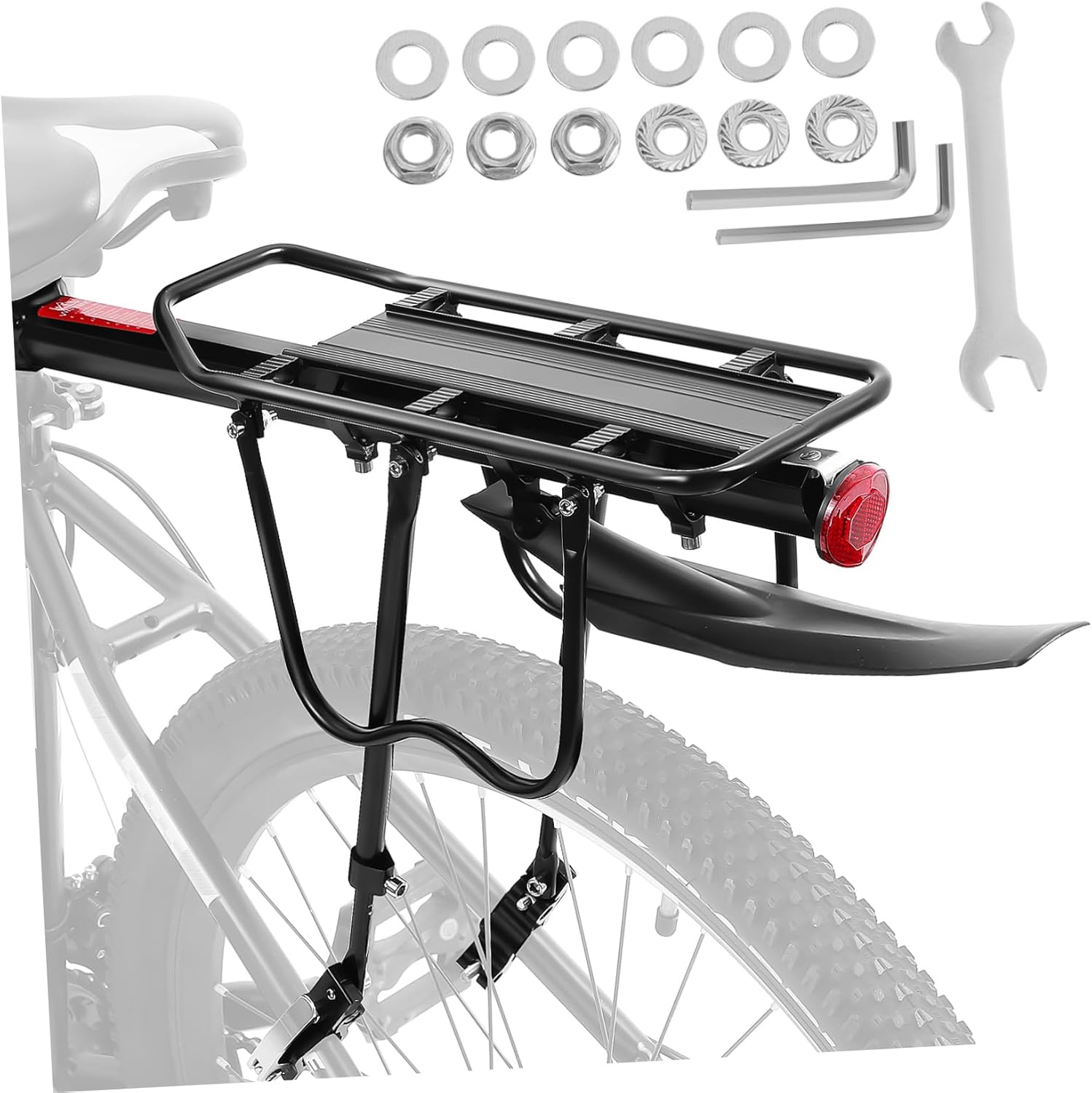 Toyvian Quick Release Rear Bike Rack Bicycle Cargo Rack Mountable Mudguard Reflective Tail