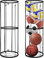 SUGOOE Garage Ball Storage Rack - Wall-Mounted Vertical Holder for 5-6 Soccer, Volleyball, Football, Basketball Balls, Space-Saving Organizer
