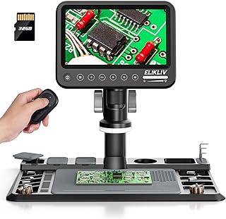 Elikliv ERM101 7" Digital Microscope, 1200X Soldering Microscope for Adults,1080P Video Coin Microscope with Ring Light,12MP Coin Magnifier, IPS Screen, PC View, Electronic Repair Mat Included, 32GB