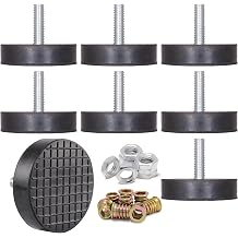 NEWBYTEK M8 Heavy Duty Leveling Feet, 2" Base Rubber Anti-Vibration 8Pk | Adjustable furniture levelers with full solid rubber & locknuts to fix DIY cabinets and workbenches on uneven floors