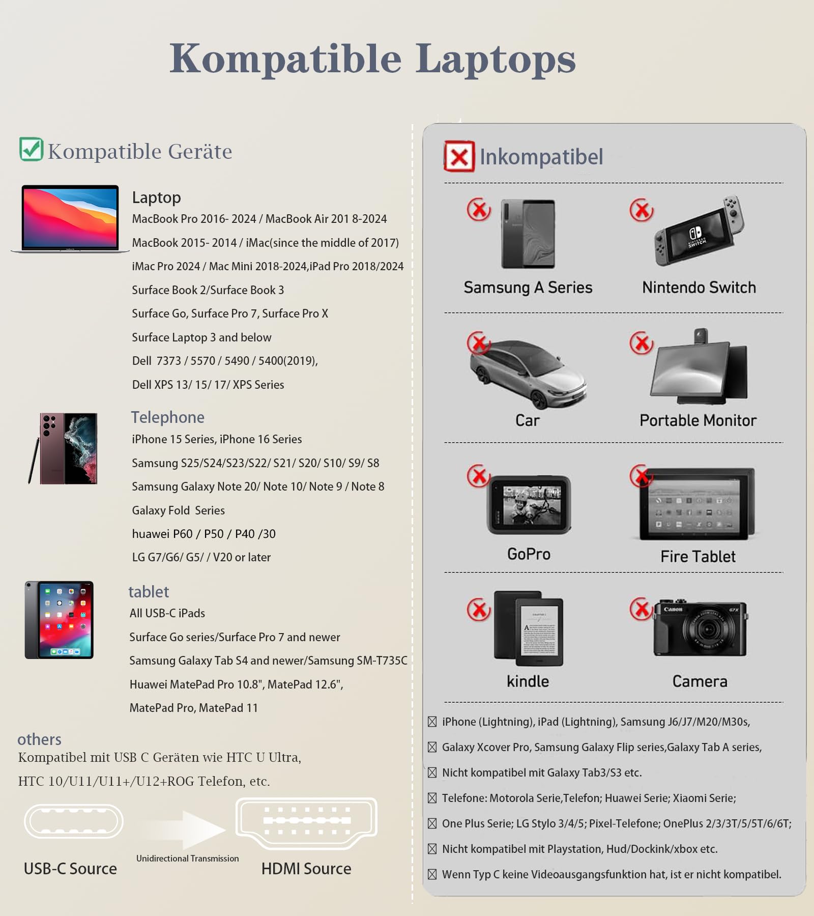 AviBrex Cavo USB C a HDMI 4K 6M, Adattatore USB Type C a HDMI per [Thunderbolt 4 3] Compatibile con iPhone16 15 Pro Max,MacBook Pro/Air,iMac, Mac mini M4/iPad Pro/Air,Samsung S25 S24 a s8,XPS 17 ecc