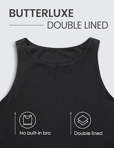 Miniatura 3 de CRZ YOGA Butterluxe - Camiseta corta de doble forro para mujer, cuello alto, espalda cruzada, sin mangas, casual, para entrenamiento