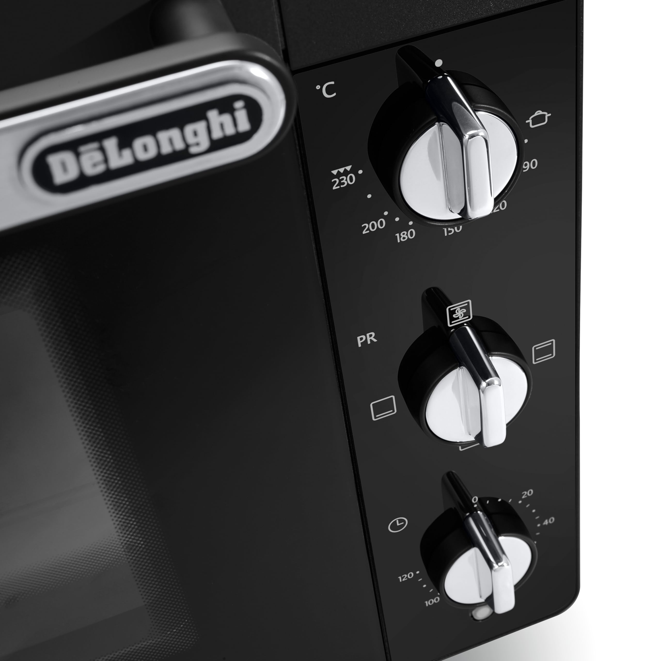 De'Longhi Four électrique, 5 niveaux de cuisson, température 80 – 230 °C, minuteur, capacité 40 L, comprend plaque de cuisson, grille et pince EO40112.BK, puissance 2000 W, noir