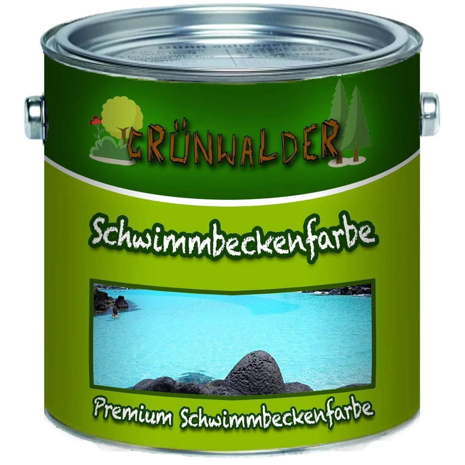 Grünwalder farba do basenu premium farba do basenów w kolorach Niebieski, Biały, Zielony, Morski, Szary, Antracytowy, Jasnoszary – nietrująca, wodoodporna do oczek wodnych (1 L, Niebieski)