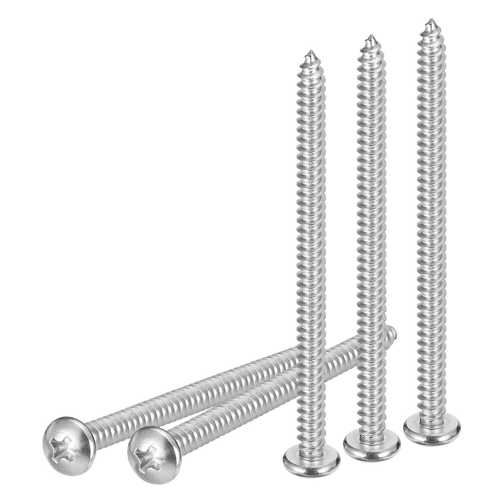 DTGN #10x3" Phillips Pan Head Self-tapping Screw - 25Pack - Bright Finish 304 Stainless Steel Sheet Metal Screws Wood Screws