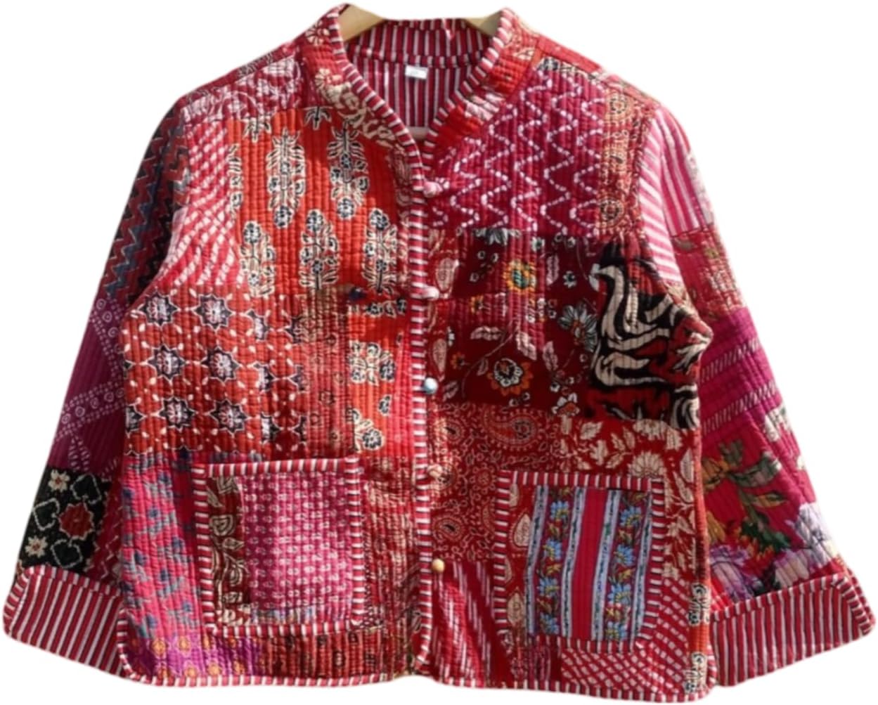 Indian Handmade Patchwork Cotton Colorfull Jacket Reversible Coat Winter Cotton Jacket for Women,