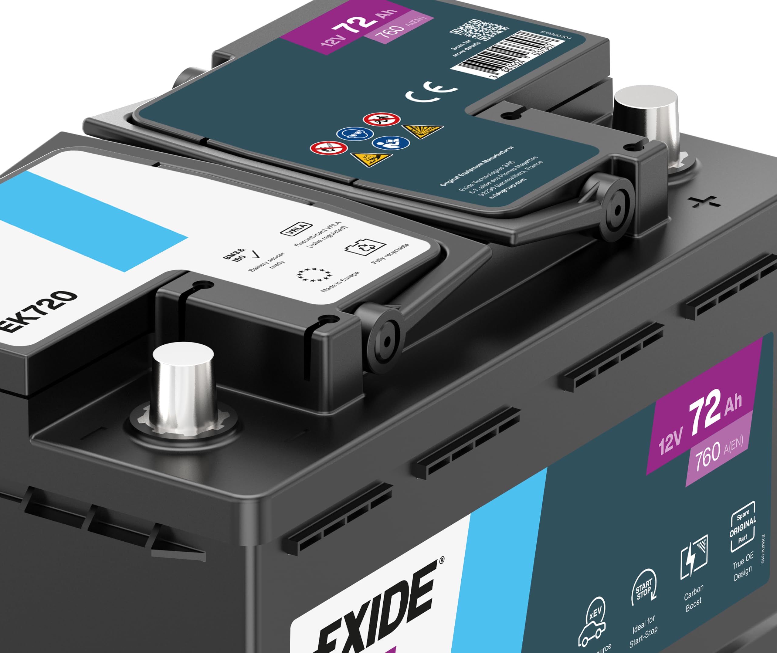 EXIDE EK720 STOP & START AGM Starterbatterie 72Ah 12V 760A AGM DIN/ISO L3