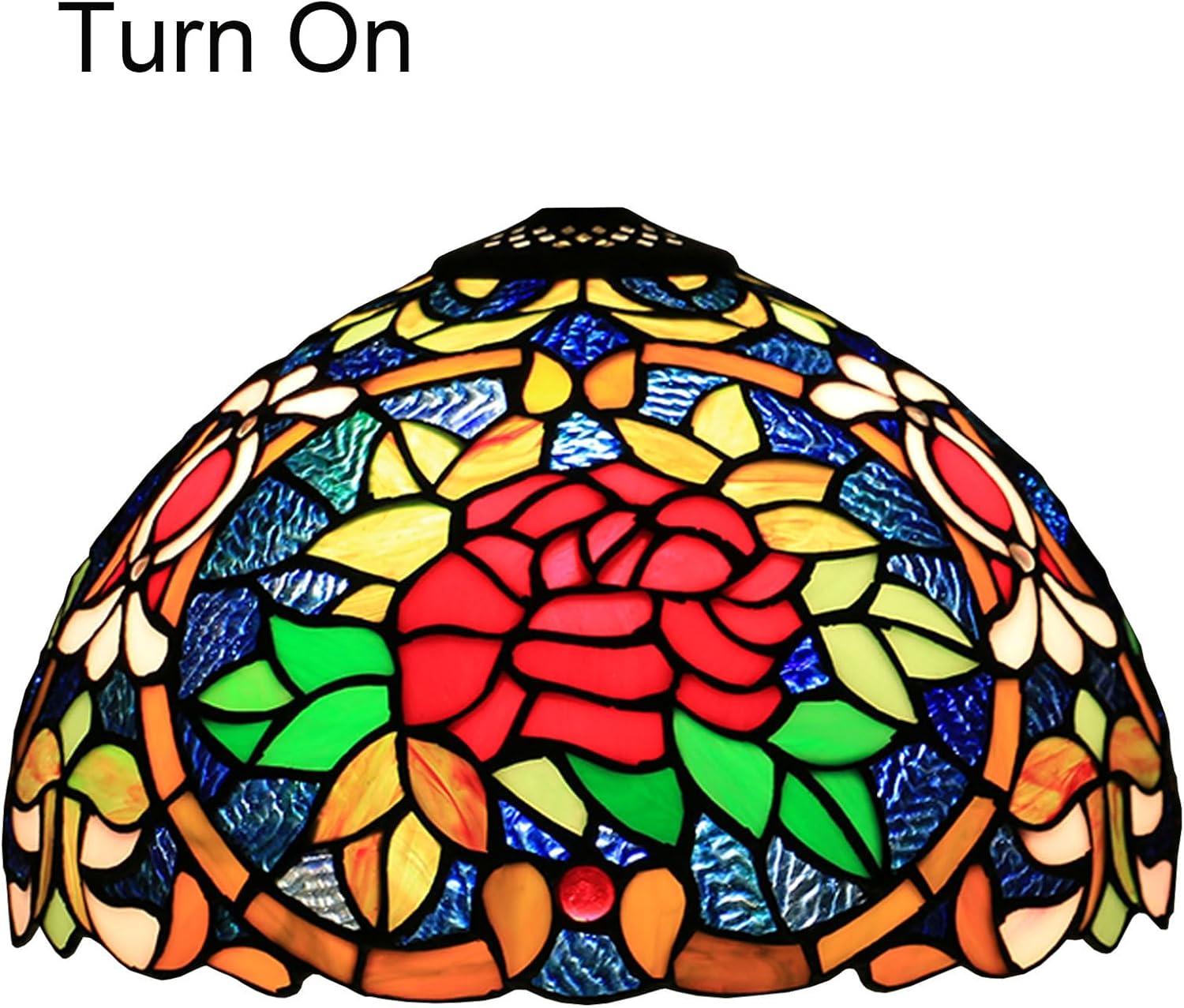 Tiffany Lamp Shade 12 Inch Wide Accessories Replacement Only Rose Peacock Stained Glass Lampshades Vintage Flower Glass Beads Light Cover for Table Lamp Pendant Light Ceiling Fixture,Rose