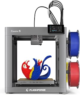 FLASHFORGE Creator 5 Impresora 3D, 4 Cabezales, Impresión Multicolor Extrusor directo de alta temperatura, calibración PA, CoreXY 600 mm/s, control remoto, iluminación de cámara, 256×256×256 mm