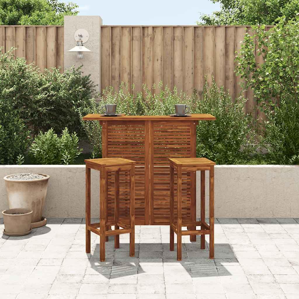 Mesa de bar de 110 x 50 x 105 cm de madera maciza de acacia, mesa alta con 2 estantes para alimentos y bebidas, madera dura tratada con aceite para interior y exterior, mesa alta rústica de