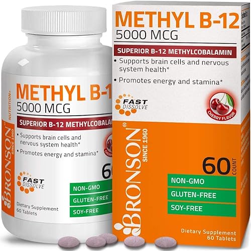 Miniatura 3 de Bronson Polvo de proteína hidrolizada de péptidos marinos de colágeno + metilo B12 5000 mcg de vitamina B12 metilcobalamina