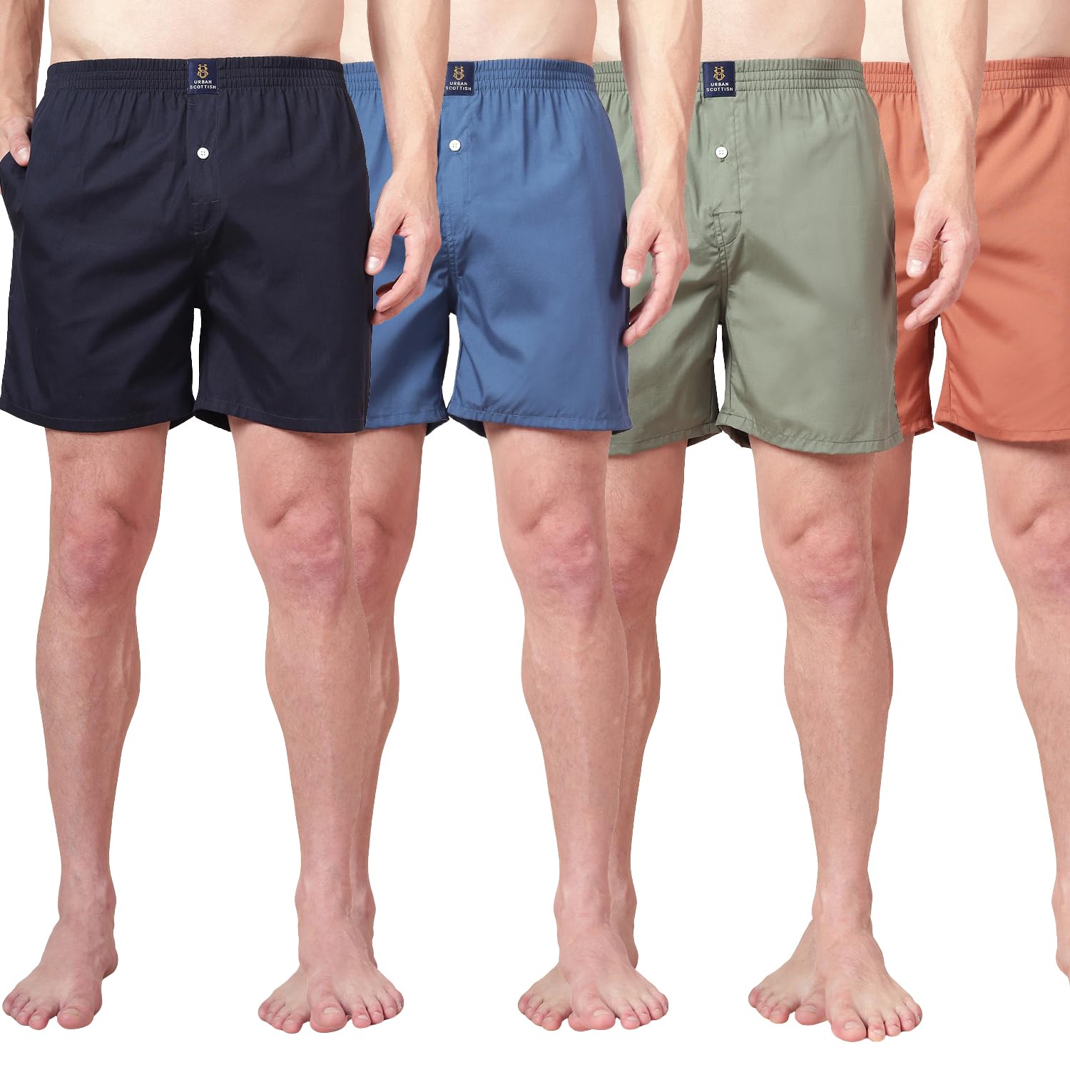 urban scottish Men’s 100% Cotton Solid Boxers Shorts with Side Pockets (Pack of 4)-picture-38