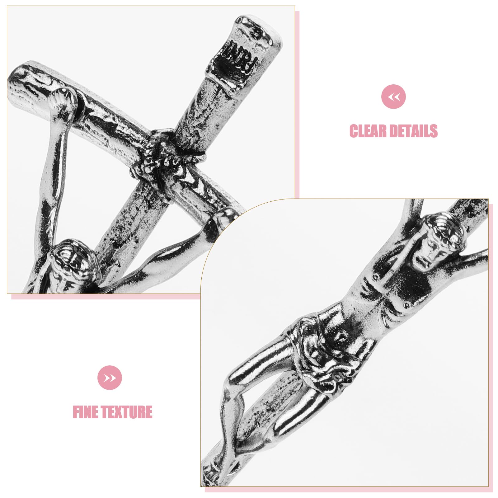 PRETYZOOM 2pcs Ornament Small Crucifix Car Dashboard Decor Standing Crucifix Statue Crucifix Stand Rosary Crucifix Vertical Catholic Crucifix Catholic Decor Church Decor Zinc Alloy - Image 3