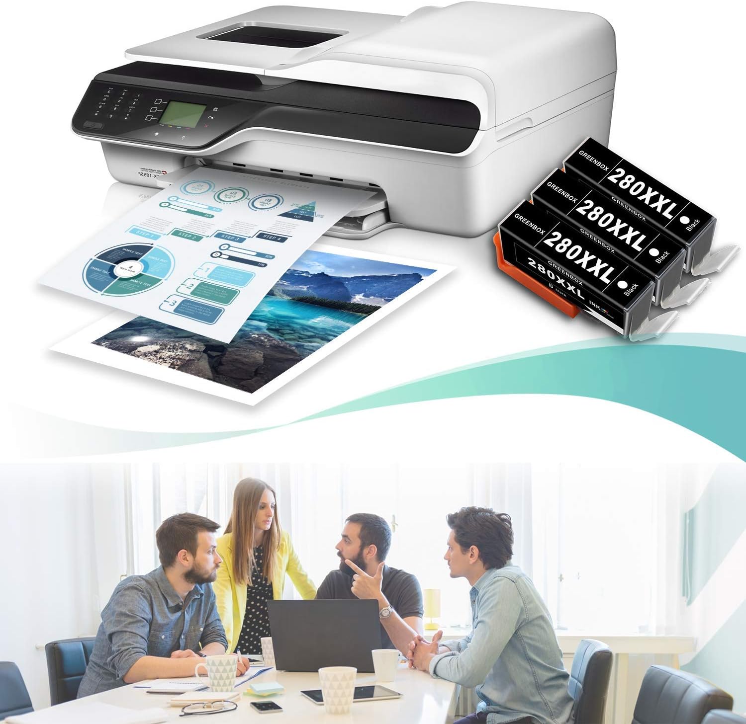 GREENBOX Compatible Ink cartridges Replacement for Canon 280 PGI-280 PGI-280XXL 280XXL for Canon PIXMA TR7520 TR8520 TS6120 TS6220 TS8120 TS8220 TS9120 TS9520 TS6320 Printer (3 Large Black)