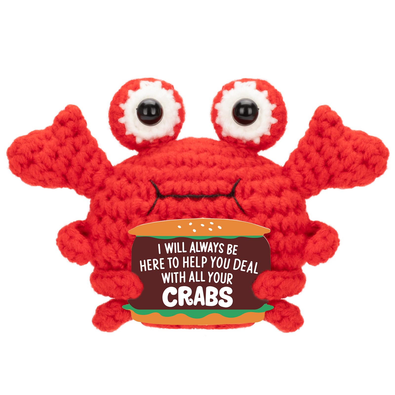 GIFTIARA Funny Positive Crab, Cute Crochet Crabs with Inspirational Card Cheer Up Funny Gag Gifts for Best Friend Birthday Housewarming Women Teacher Fall