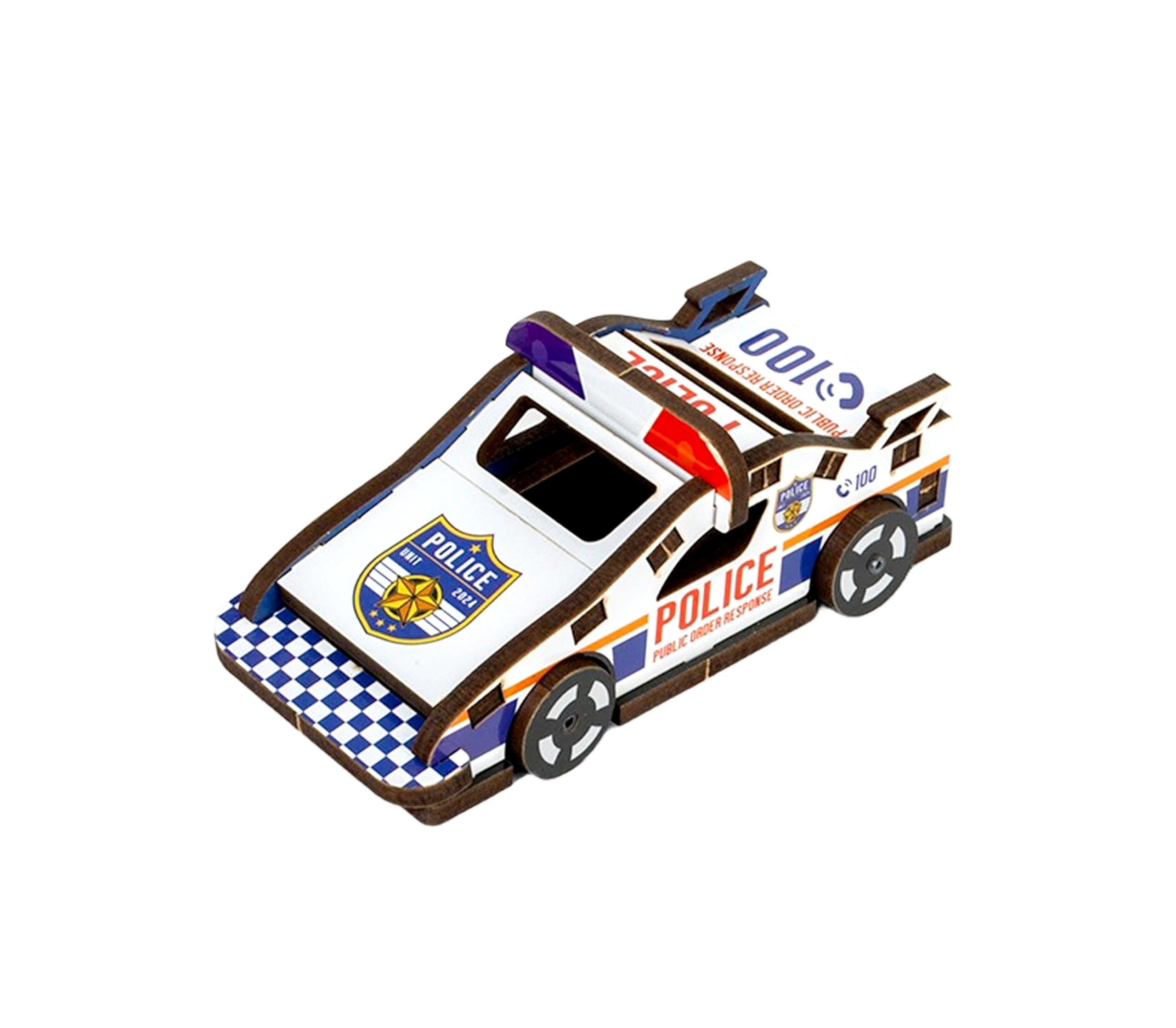 Toysbox Make & Play Police Patrol Car MDF Wooden Model Making Toy Vehicle DIY Kit for Kids 4+ Years 1
