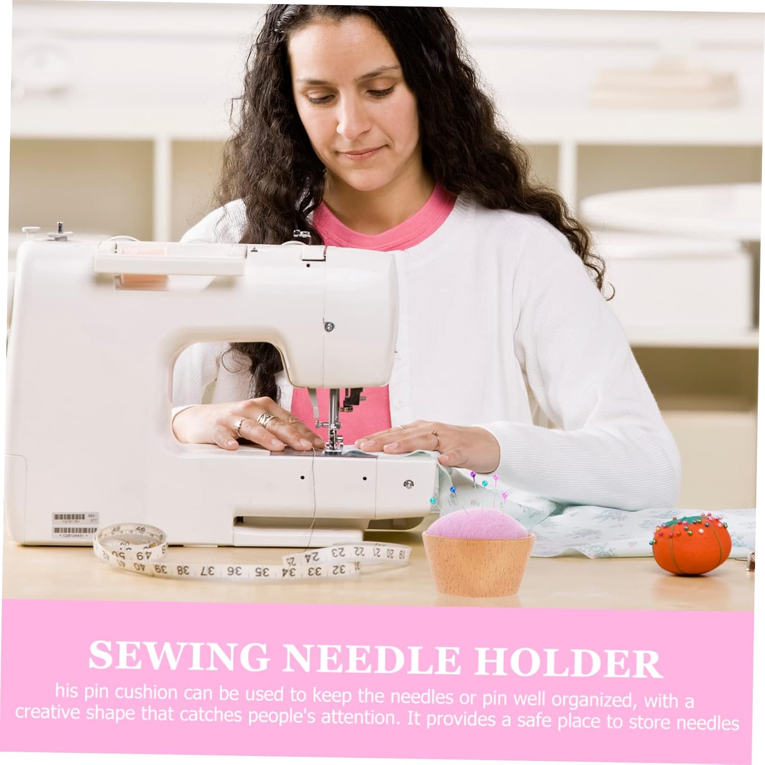 Hohopeti Sewing Pin Holder Pincushion Half Circular Wool Ball Needle Pin Cushion for DIY Sewing Crafts