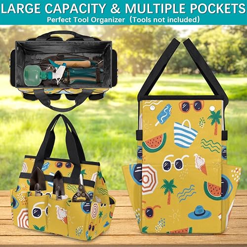 Miniatura 4 de Summer Holiday Beach Garden Tool Tote Bag for Women Men Gardening Tool Storage Bags with 10 Pockets Standable Garden Home Tool Kits Organizer for